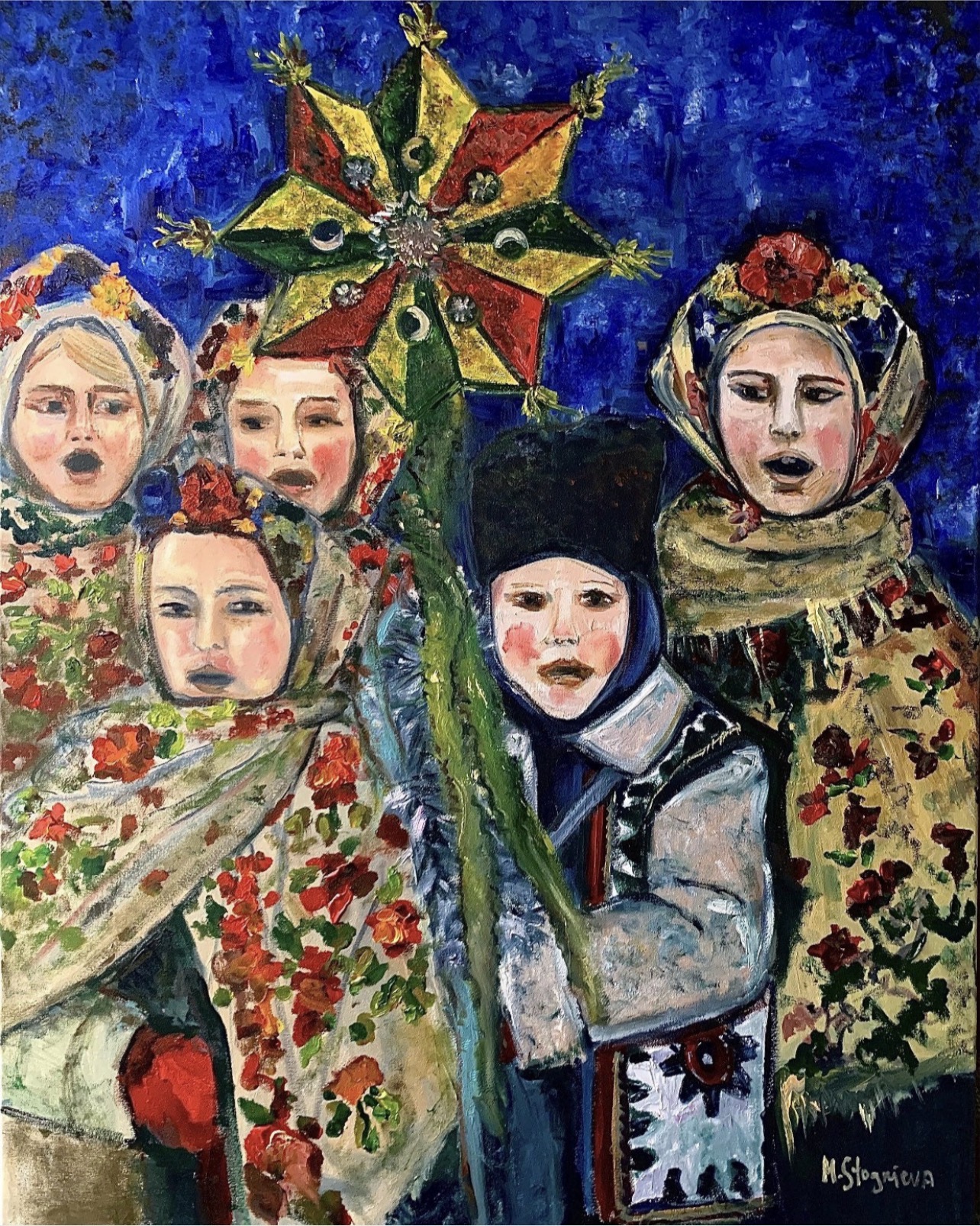 Christmas Carols painting by Ukrainian artist Marina Stognieva